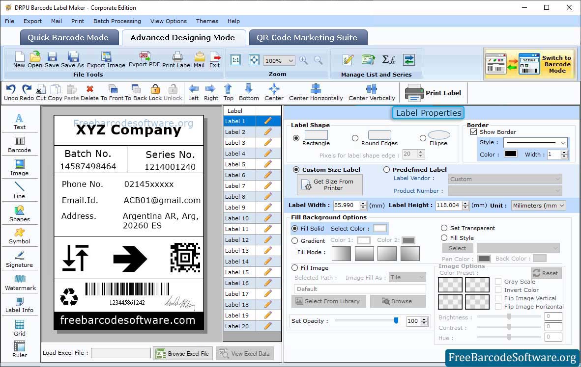 Corporate Barcode Software