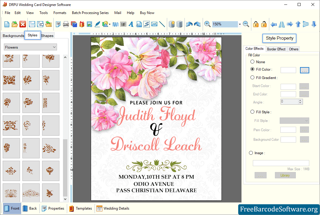 Wedding Card Maker Software Screenshots - FreeBarcodeSoftware