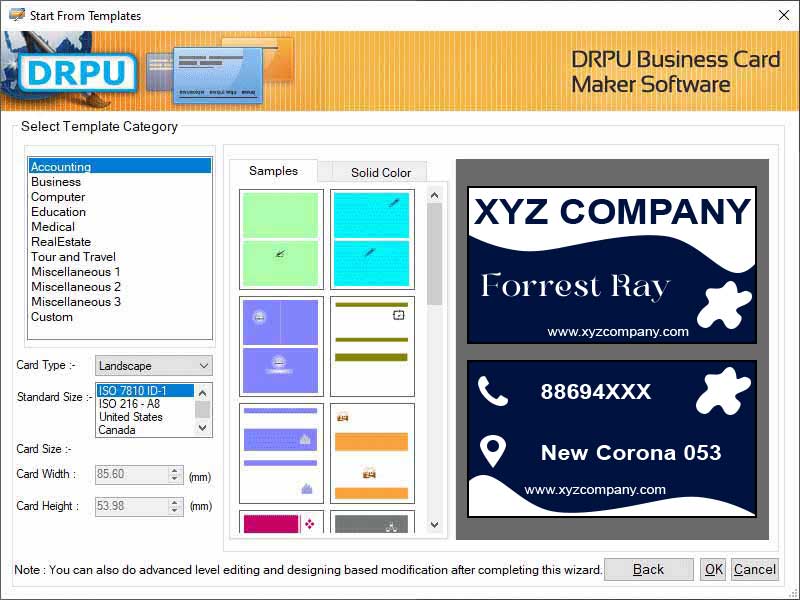 Screenshot of Bulk Business Cards Printing Software