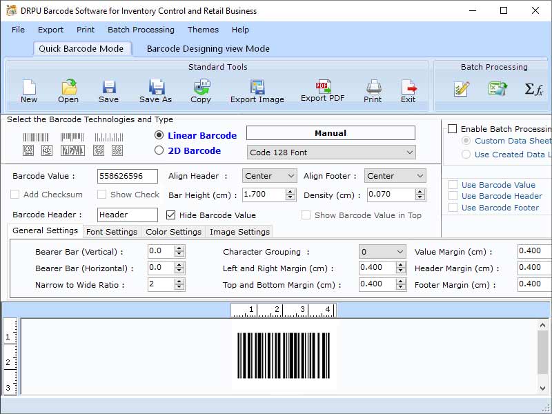 Screenshot of Inventory Barcode Making Application 9.2.3.4