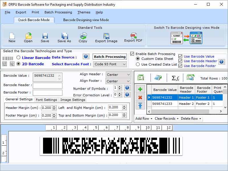 Packaging Barcode Creating Application