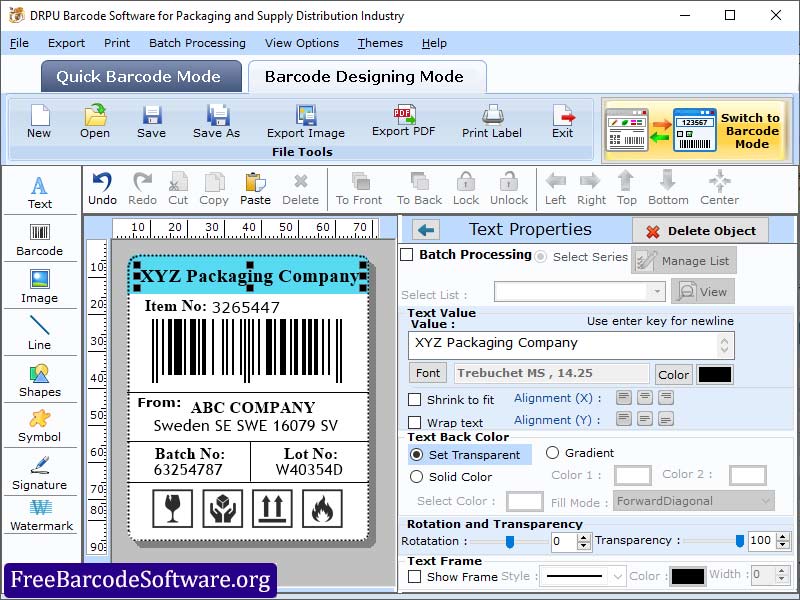 Free Packaging Barcode Software 5.3.0.1 full